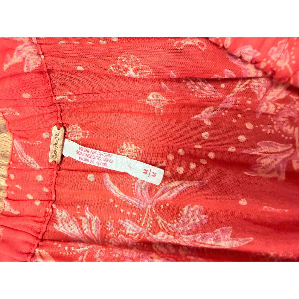 Free People Golden Hour Red Floral Boho Maxi Dress M Cottagecore Romantic - Picture 8 of 10